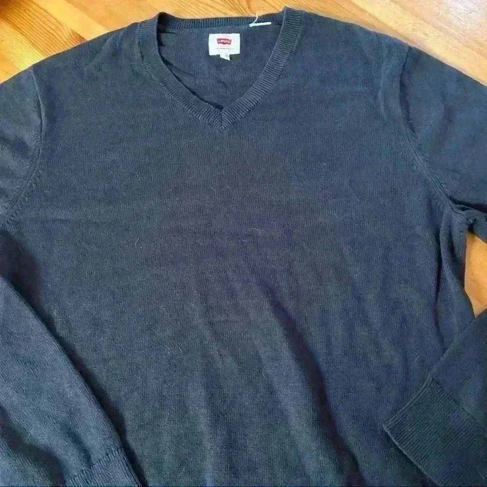 Levi’s V-Neck Sweater Cotton Mens L Black